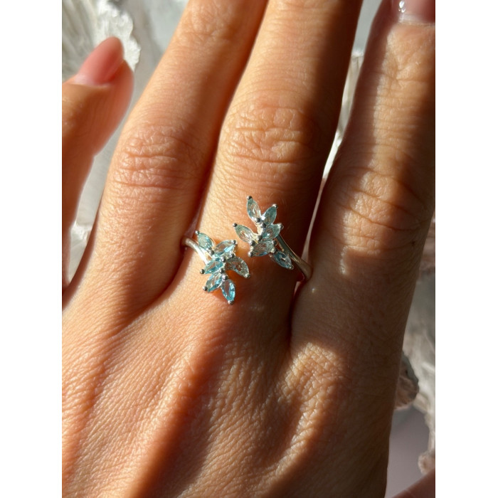 925 Sterling Silver Blue Topaz Ring Size 11 Adjustable Design