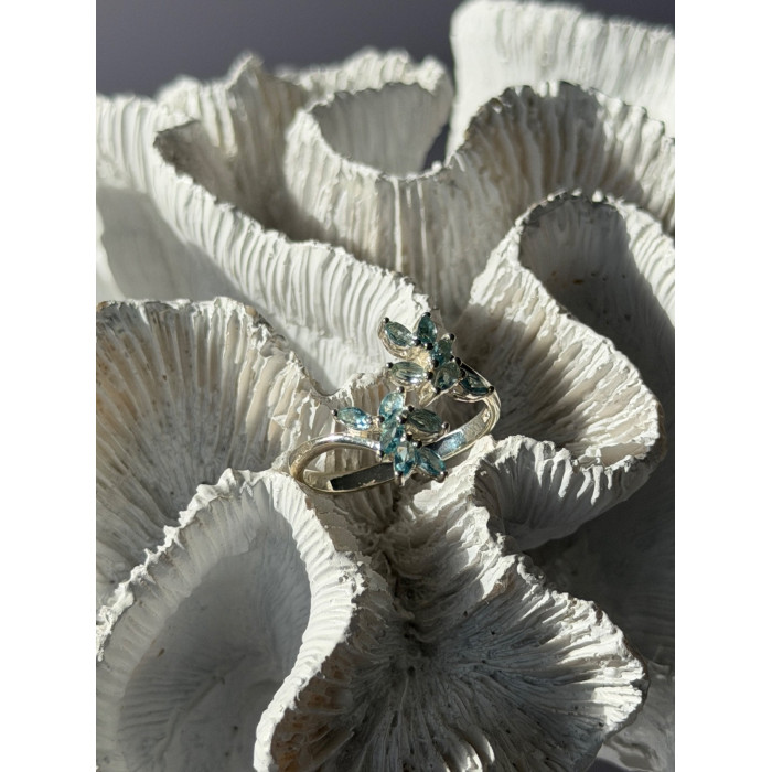 925 Sterling Silver Blue Topaz Ring Size 11 Adjustable Design