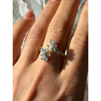 925 Sterling Silver Blue Topaz Ring Size 11 Adjustable Design