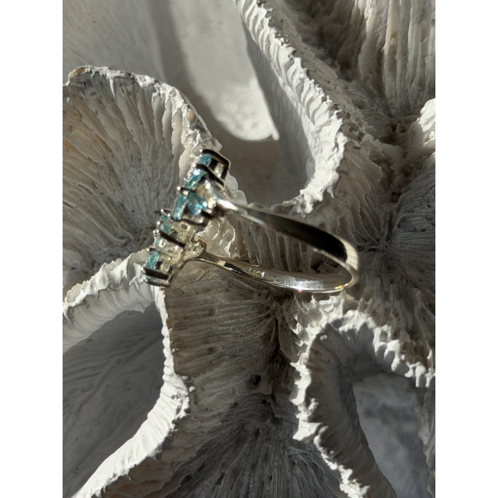 925 Sterling Silver Blue Topaz Ring Size 11 Adjustable Design