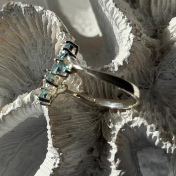 925 Sterling Silver Blue Topaz Ring Size 11 Adjustable Design