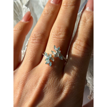 925 Sterling Silver Blue Topaz Ring Size 11 Adjustable Design