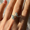 925 Sterling Silver Blue Topaz Ring Size 11 Adjustable Design