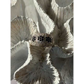 925 Sterling Silver Cz Flowers Ring Size 5