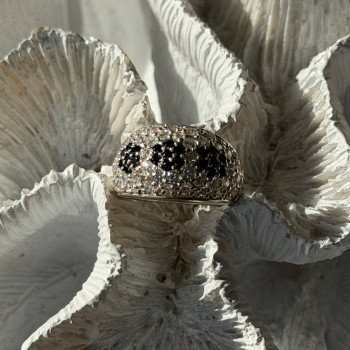 925 Sterling Silver Cz Flowers Ring Size 5