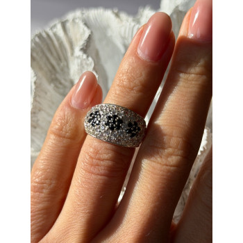 925 Sterling Silver Cz Flowers Ring Size 5