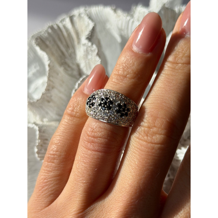 925 Sterling Silver Cz Flowers Ring Size 5