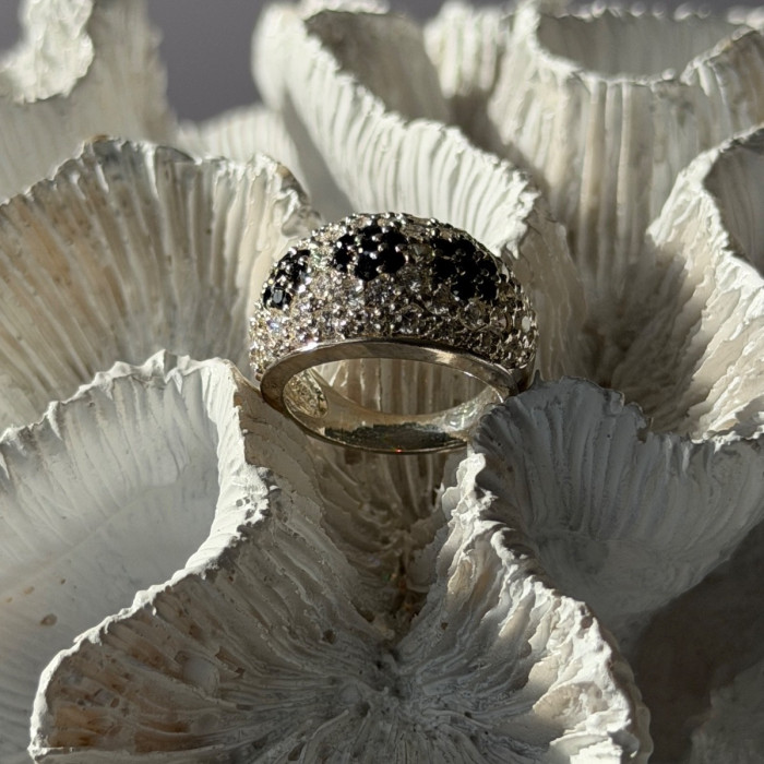 925 Sterling Silver Cz Flowers Ring Size 5