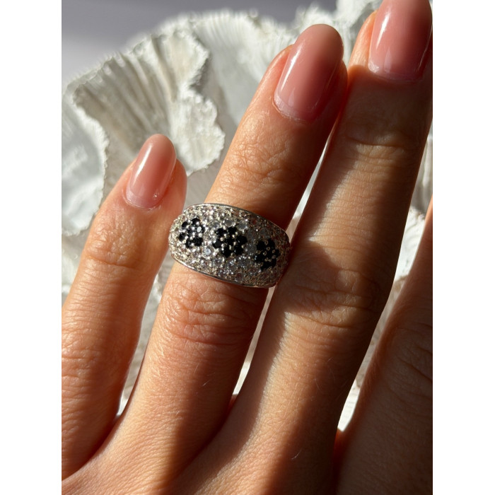 925 Sterling Silver Cz Flowers Ring Size 5