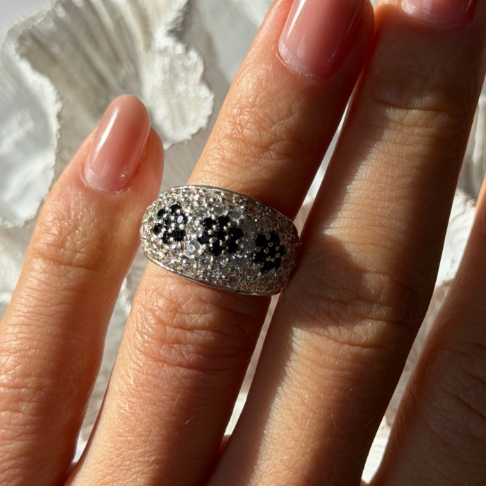 925 Sterling Silver Cz Flowers Ring Size 5