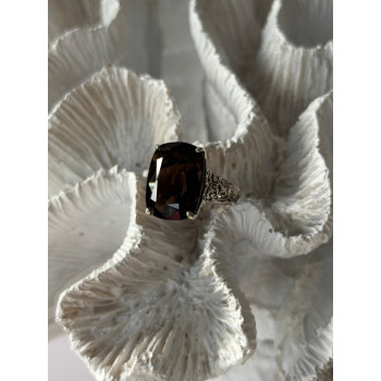 925 Sterling Silver Brown Sapphire Ring Size 6