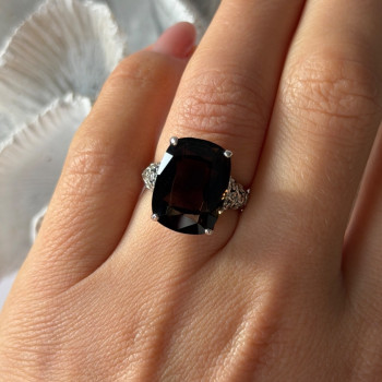 925 Sterling Silver Brown Sapphire Ring Size 6