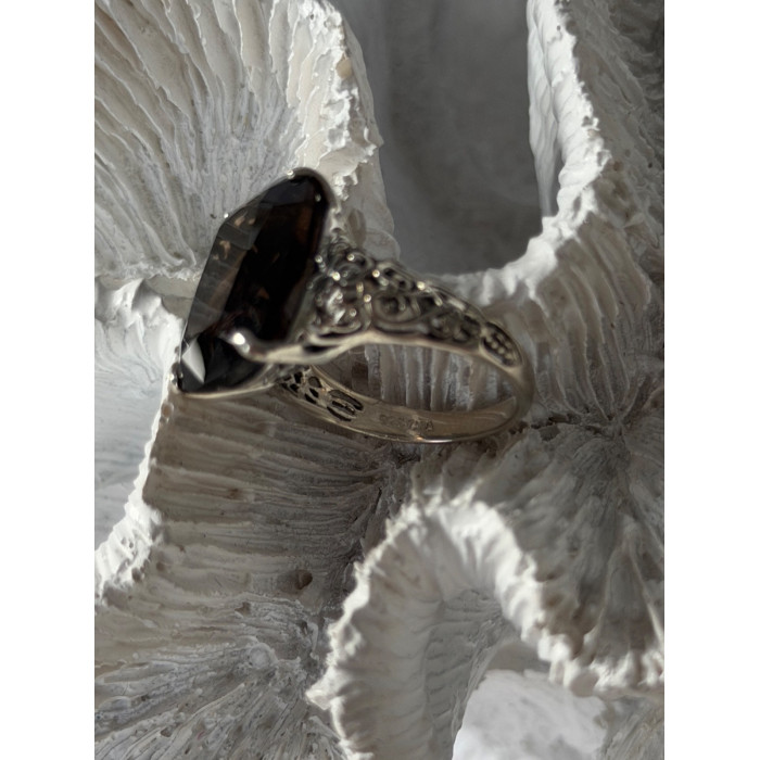 925 Sterling Silver Brown Sapphire Ring Size 6