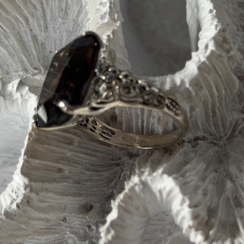 925 Sterling Silver Brown Sapphire Ring Size 6