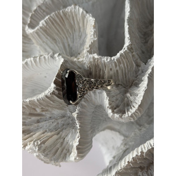 925 Sterling Silver Brown Sapphire Ring Size 6