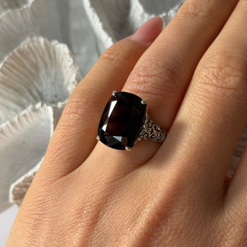 925 Sterling Silver Brown Sapphire Ring Size 6