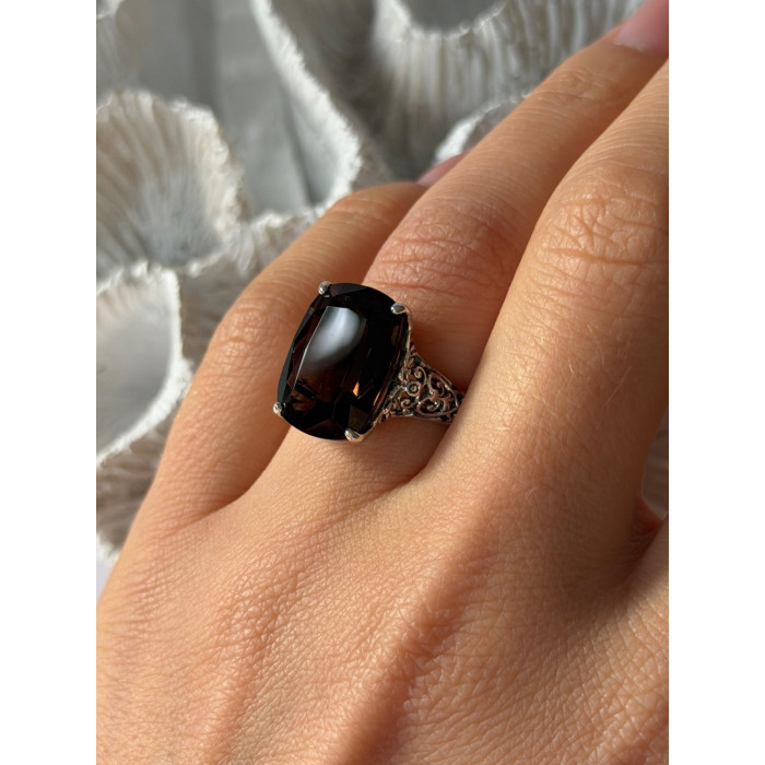 925 Sterling Silver Brown Sapphire Ring Size 6