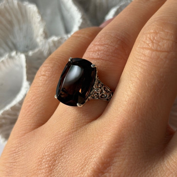 925 Sterling Silver Brown Sapphire Ring Size 6