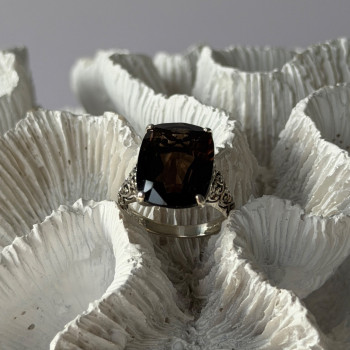 925 Sterling Silver Brown Sapphire Ring Size 6