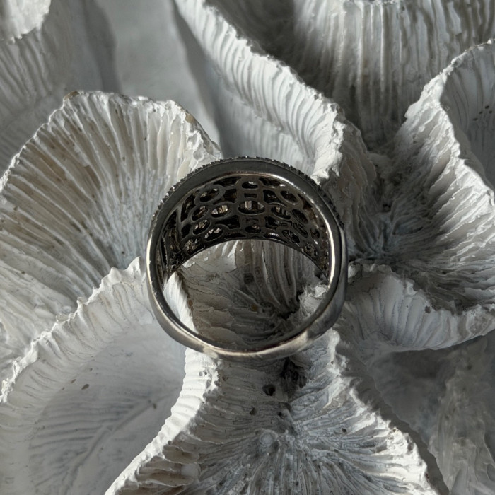 925 Sterling Silver Flower Cz Ring Size 7