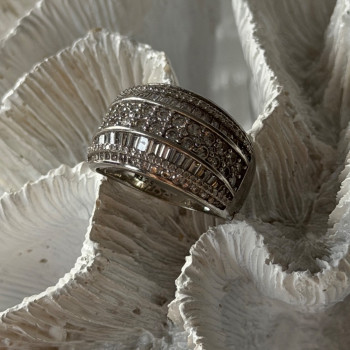 925 Sterling Silver Flower Cz Ring Size 7