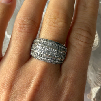 925 Sterling Silver Flower Cz Ring Size 7