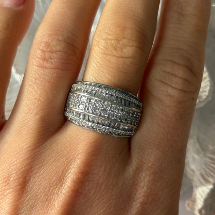 925 Sterling Silver Flower Cz Ring Size 7