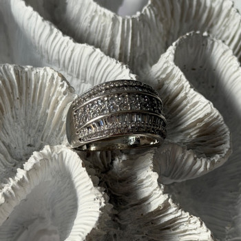 925 Sterling Silver Flower Cz Ring Size 7