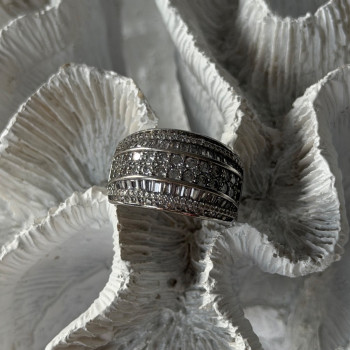 925 Sterling Silver Flower Cz Ring Size 7