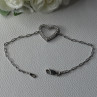 Sjd Acpl 925 Sterling Silver White Topaz Heart Bracelet Length 7.5 Inch