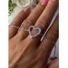 Sjd Acpl 925 Sterling Silver White Topaz Heart Bracelet Length 7.5 Inch
