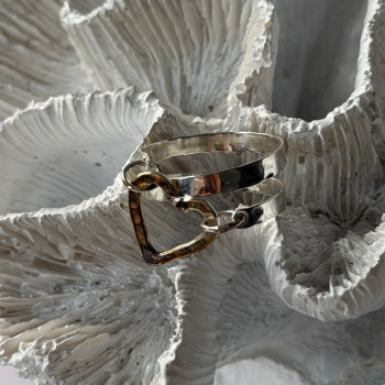 Handmade 925 Sterling Silver Gold Plated Heart Ring Size 9.5