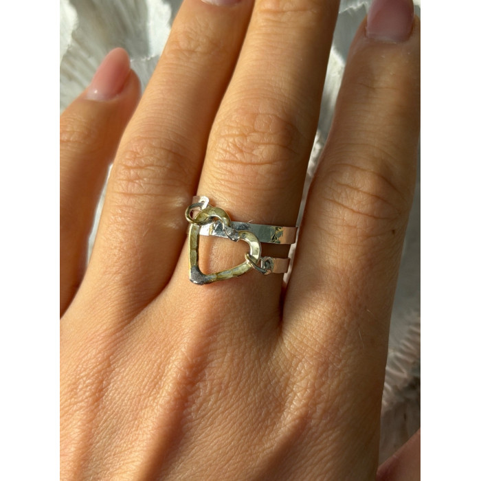 Handmade 925 Sterling Silver Gold Plated Heart Ring Size 9.5