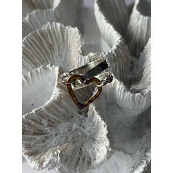 Handmade 925 Sterling Silver Gold Plated Heart Ring Size 9.5