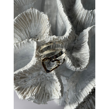 Handmade 925 Sterling Silver Gold Plated Heart Ring Size 9.5