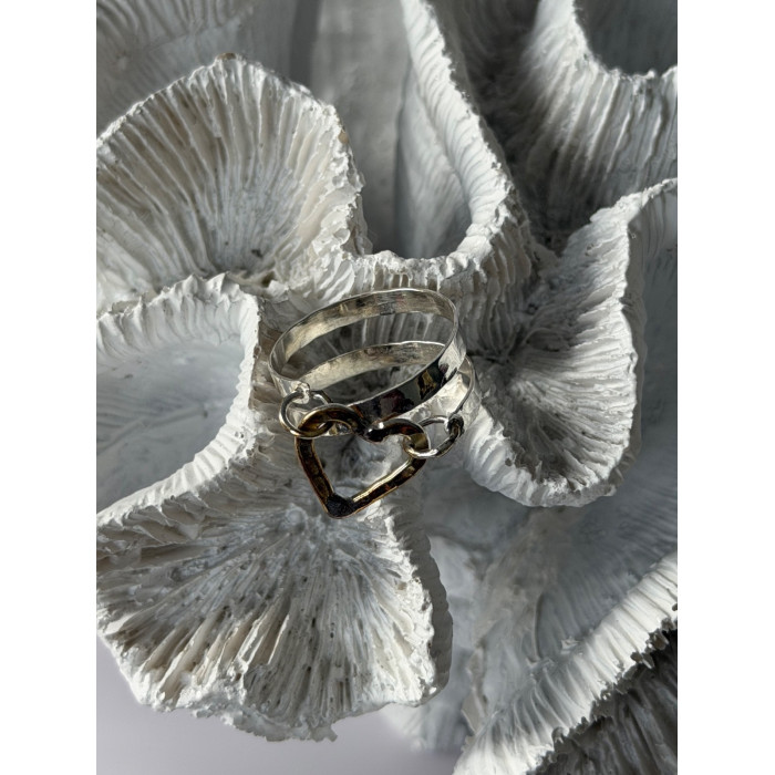 Handmade 925 Sterling Silver Gold Plated Heart Ring Size 9.5