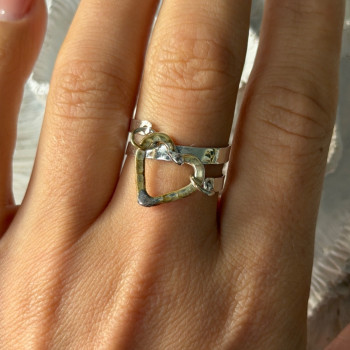 Handmade 925 Sterling Silver Gold Plated Heart Ring Size 9.5