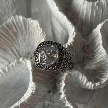 925 Sterling Silver White Spinel Ring Size 7