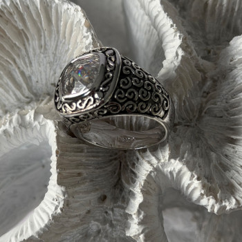 925 Sterling Silver White Spinel Ring Size 7