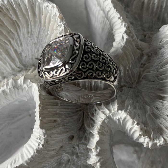 925 Sterling Silver White Spinel Ring Size 7