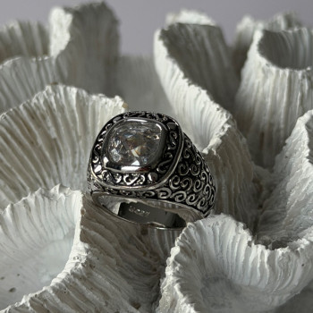 925 Sterling Silver White Spinel Ring Size 7
