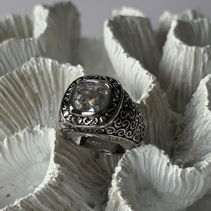 925 Sterling Silver White Spinel Ring Size 7