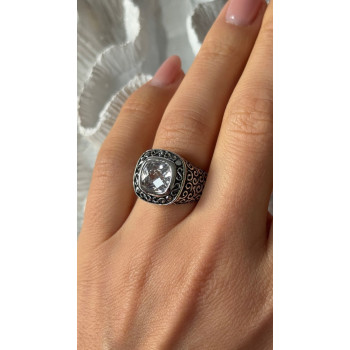 925 Sterling Silver White Spinel Ring Size 7