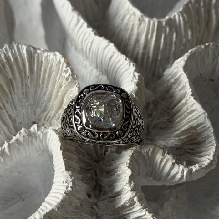 925 Sterling Silver White Spinel Ring Size 7