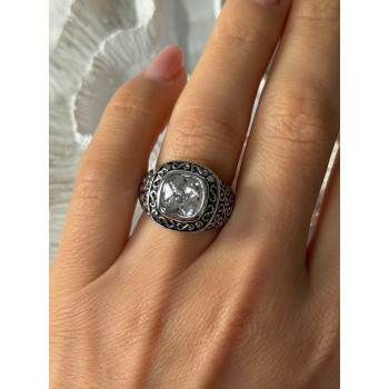 925 Sterling Silver White Spinel Ring Size 7