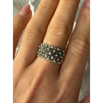 Vintage 925 Sterling Silver Marcasite Ring Size 8