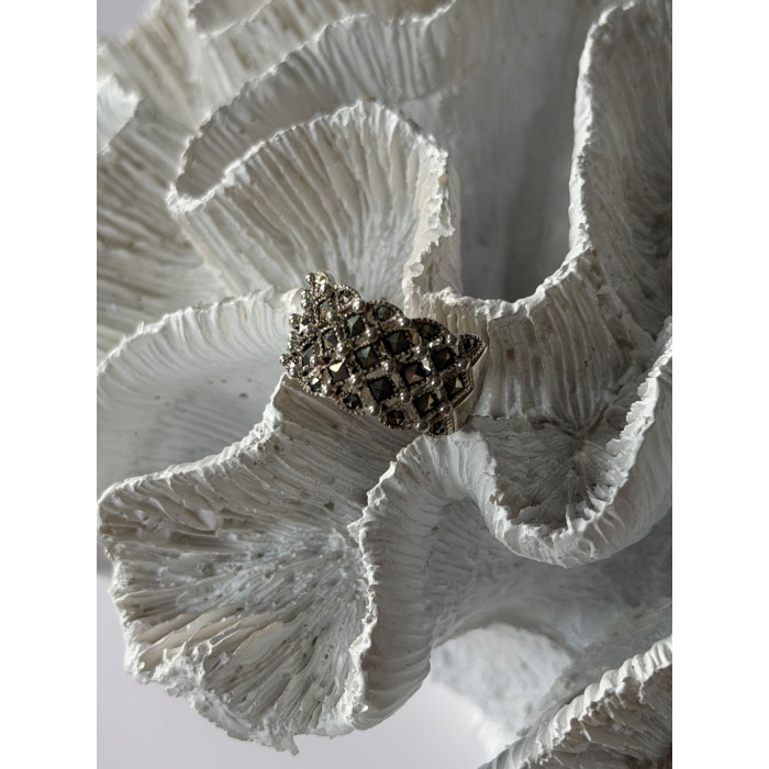 Vintage 925 Sterling Silver Marcasite Ring Size 8