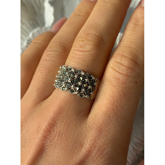 Vintage 925 Sterling Silver Marcasite Ring Size 8