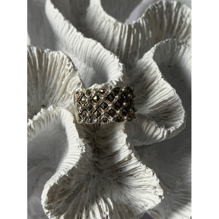 Vintage 925 Sterling Silver Marcasite Ring Size 8