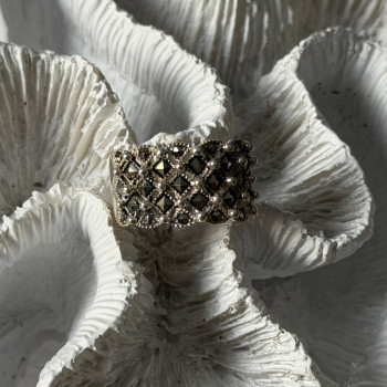 Vintage 925 Sterling Silver Marcasite Ring Size 8